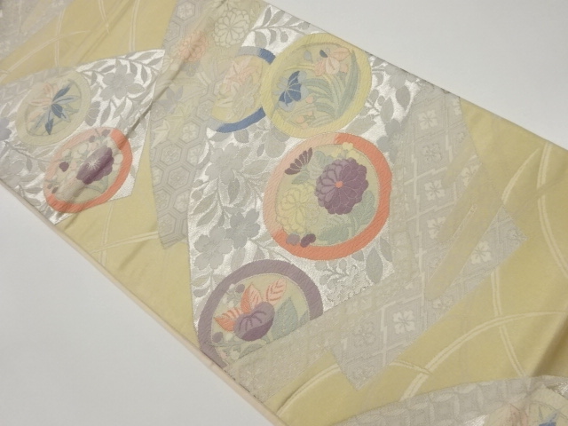 JAPANESE KIMONO / VINTAGE FUKURO OBI / WOVEN FLOWER & WEEPING SAKURA